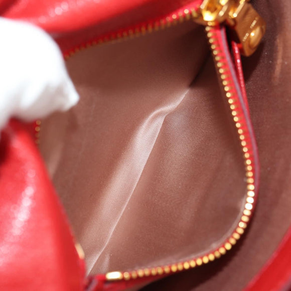Miu Miu Hand Bag Leather 2way Red Gold Auth 181477V