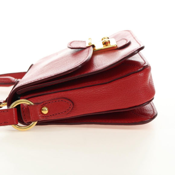 Miu Miu Hand Bag Leather 2way Red Gold Auth 181477V
