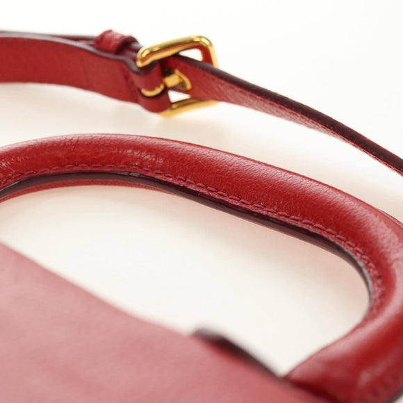Miu Miu Hand Bag Leather 2way Red Gold Auth 181477V