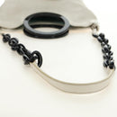CELINE Chain Shoulder Bag Leather 2way White Silver Auth 181478V-9