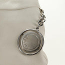 CELINE Chain Shoulder Bag Leather 2way White Silver Auth 181478V-21