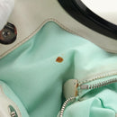 CELINE Chain Shoulder Bag Leather 2way White Silver Auth 181478V-30