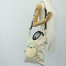 CELINE Chain Shoulder Bag Leather 2way White Silver Auth 181478V-31