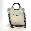 CELINE Chain Shoulder Bag Leather 2way White Silver Auth 181478V-12