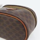 CELINE Macadam Canvas Mini Toilettas PVC Leer Bruin Goud Auth 181480A-14