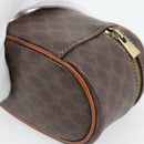CELINE Macadam Canvas Mini Toilettas PVC Leer Bruin Goud Auth 181480A-16