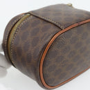 CELINE Macadam Canvas Mini Toilettas PVC Leer Bruin Goud Auth 181480A-17