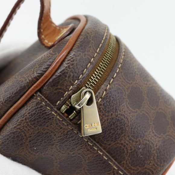 CELINE Macadam Canvas Mini Toilettas PVC Leer Bruin Goud Auth 181480A