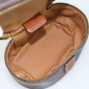 CELINE Macadam Canvas Mini Toilettas PVC Leer Bruin Goud Auth 181480A-11