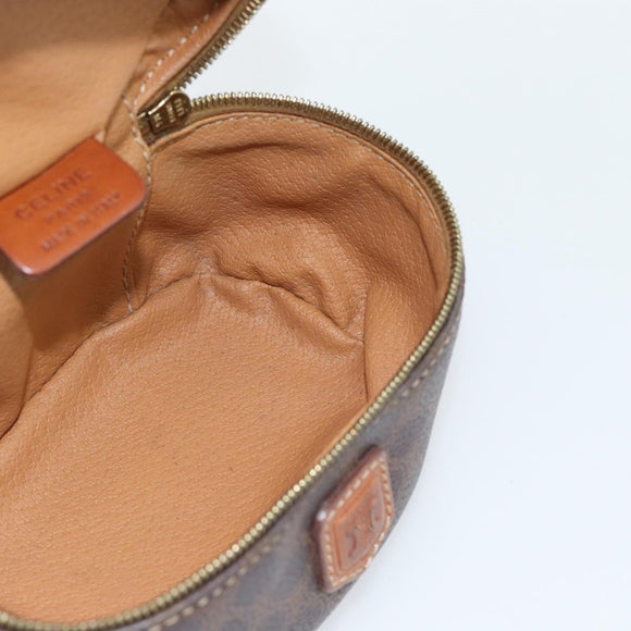 CELINE Macadam Canvas Mini Toilettas PVC Leer Bruin Goud Auth 181480A
