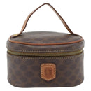 CELINE Macadam Canvas Mini Toilettas PVC Leer Bruin Goud Auth 181480A-13
