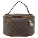 CELINE Macadam Canvas Mini Toilettas PVC Leer Bruin Goud Auth 181480A-2