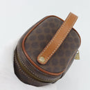 CELINE Macadam Canvas Mini Toilettas PVC Leer Bruin Goud Auth 181480A-6