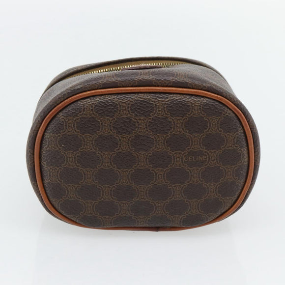 CELINE Macadam Canvas Mini Toilettas PVC Leer Bruin Goud Auth 181480A
