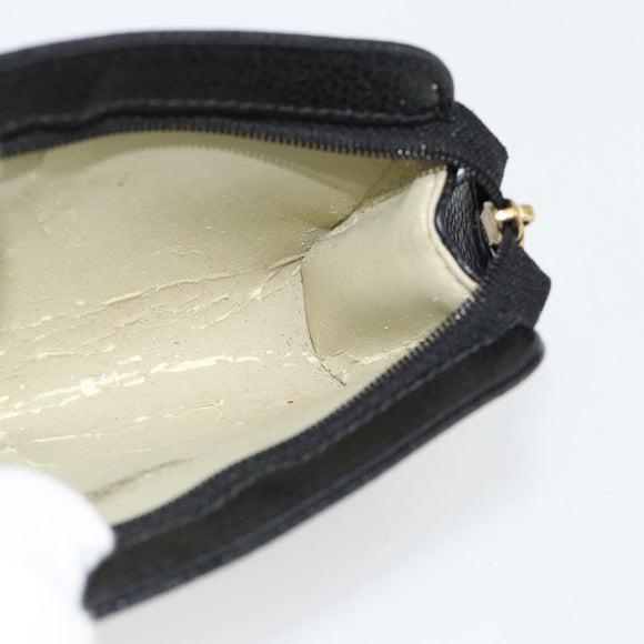 CHANEL COCO Mark Pouch Caviar Skin Black Gold CC Auth 181481