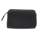 CHANEL COCO Mark Pouch Caviar Skin Black Gold CC Auth 181481-2