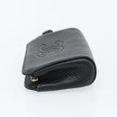 CHANEL COCO Mark Pouch Caviar Skin Black Gold CC Auth 181481-3