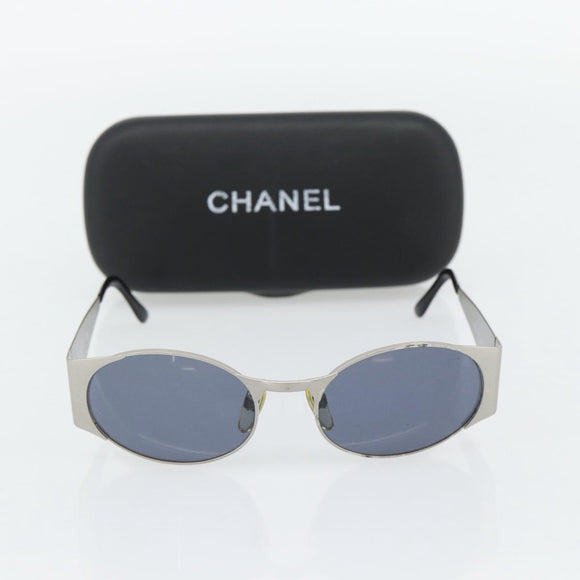 CHANEL Sunglasses metal Silver CC Auth 181482