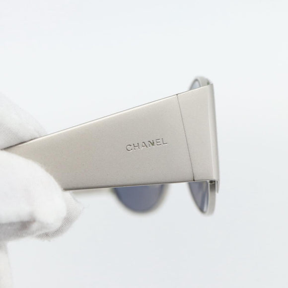 CHANEL Sunglasses metal Silver CC Auth 181482