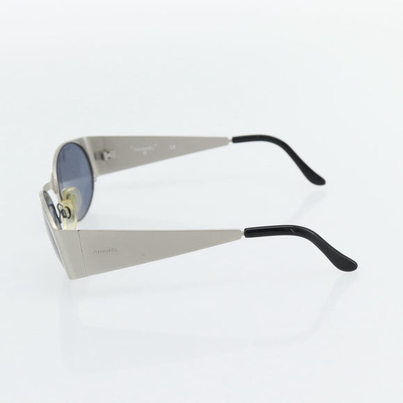 CHANEL Sunglasses metal Silver CC Auth 181482