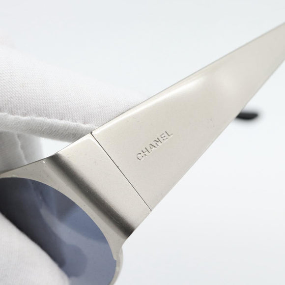 CHANEL Sunglasses metal Silver CC Auth 181482