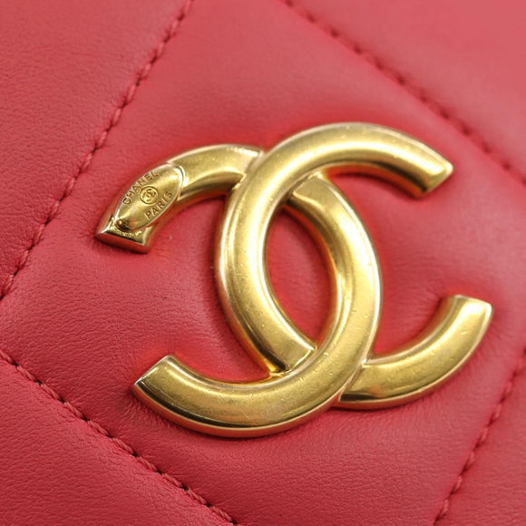 CHANEL Chain Matelassé Umhängetasche Lammleder Pink Gold CC Auth 181486SAM