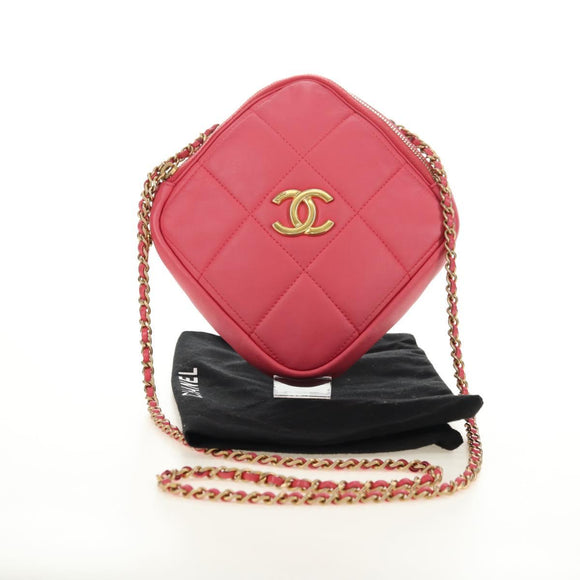 CHANEL Chain Matelassé Umhängetasche Lammleder Pink Gold CC Auth 181486SAM