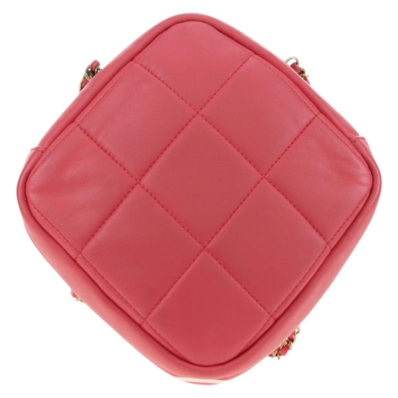 CHANEL Chain Matelassé Umhängetasche Lammleder Pink Gold CC Auth 181486SAM