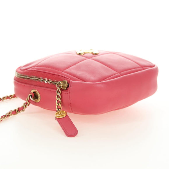 CHANEL Chain Matelassé Umhängetasche Lammleder Pink Gold CC Auth 181486SAM