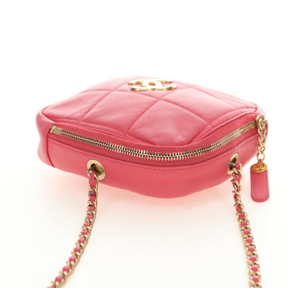 CHANEL Chain Matelassé Umhängetasche Lammleder Pink Gold CC Auth 181486SAM