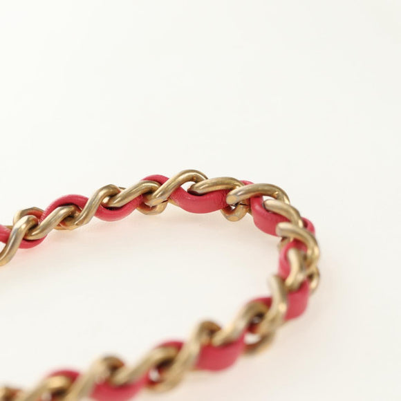 CHANEL Chain Matelassé Umhängetasche Lammleder Pink Gold CC Auth 181486SAM