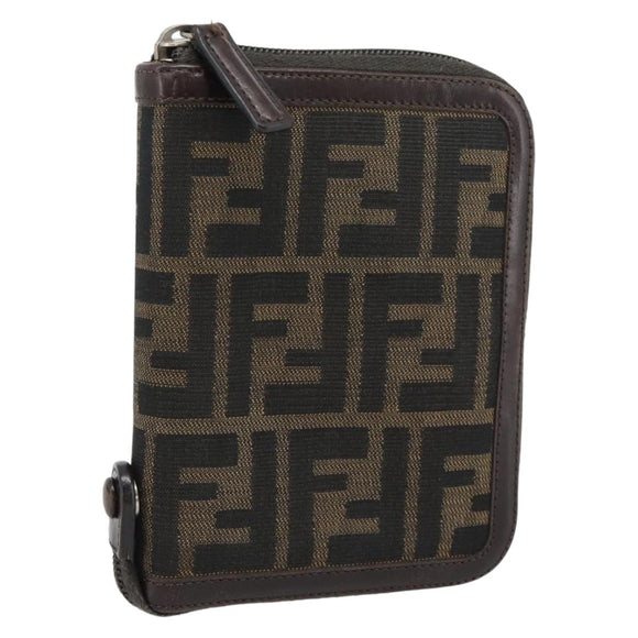 FENDI Zucca Canvas Day Planner Cover Brown Black Auth 181513A
