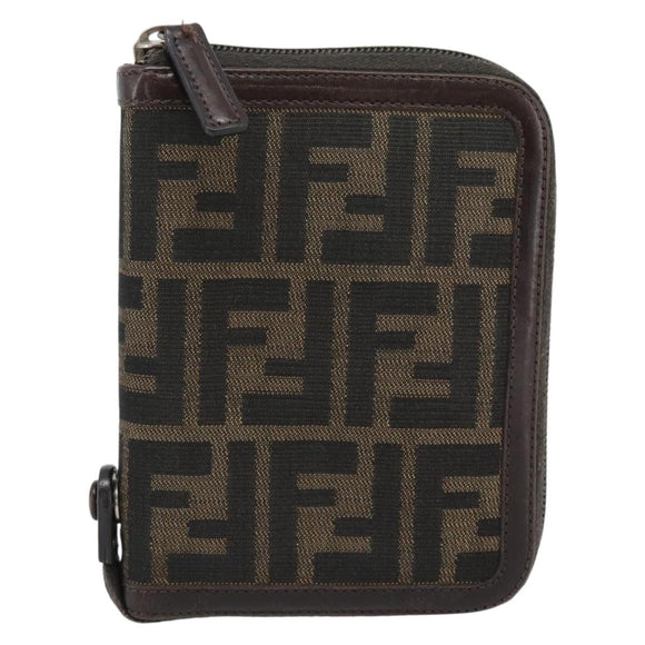 FENDI Zucca Canvas Day Planner Cover Brown Black Auth 181513A
