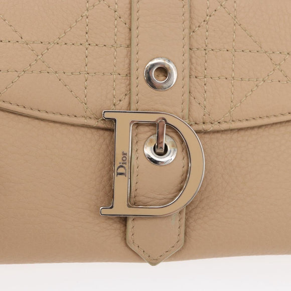 Christian Dior Geldbörse Leder Beige Silber Original 181514