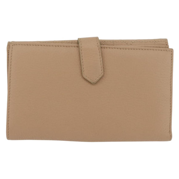 Christian Dior Geldbörse Leder Beige Silber Original 181514