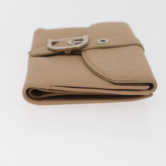 Christian Dior Geldbörse Leder Beige Silber Original 181514
