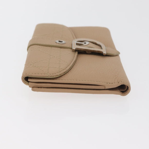 Christian Dior Geldbörse Leder Beige Silber Original 181514
