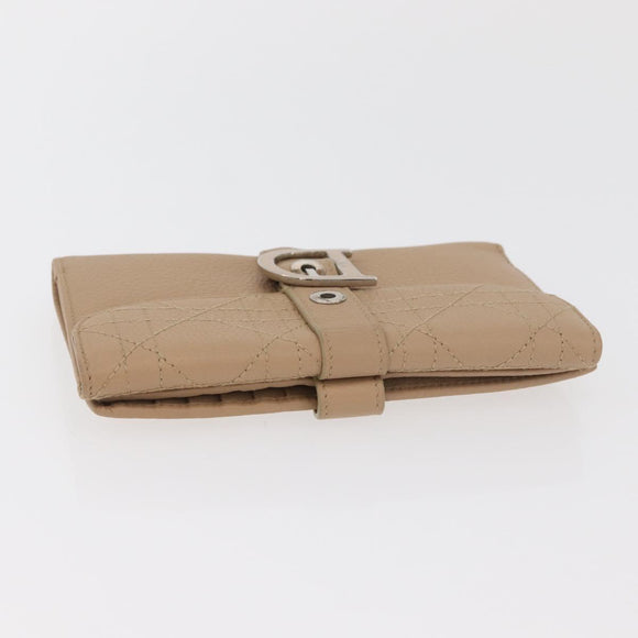 Christian Dior Geldbörse Leder Beige Silber Original 181514
