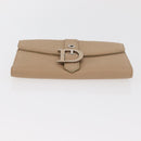 Christian Dior Geldbörse Leder Beige Silber Original 181514-6