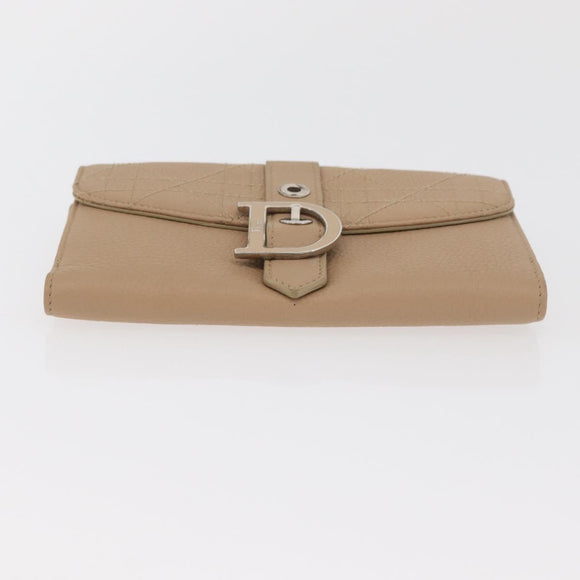 Christian Dior Geldbörse Leder Beige Silber Original 181514