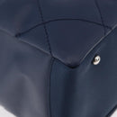 CHANEL Paris Biarritz MM Tote Bag Coated Canvas Navy Silver CC Auth 181519SAV-16