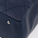 CHANEL Paris Biarritz MM Tote Bag Coated Canvas Navy Silver CC Auth 181519SAV-17