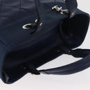 CHANEL Paris Biarritz MM Tote Bag Coated Canvas Navy Silver CC Auth 181519SAV-6