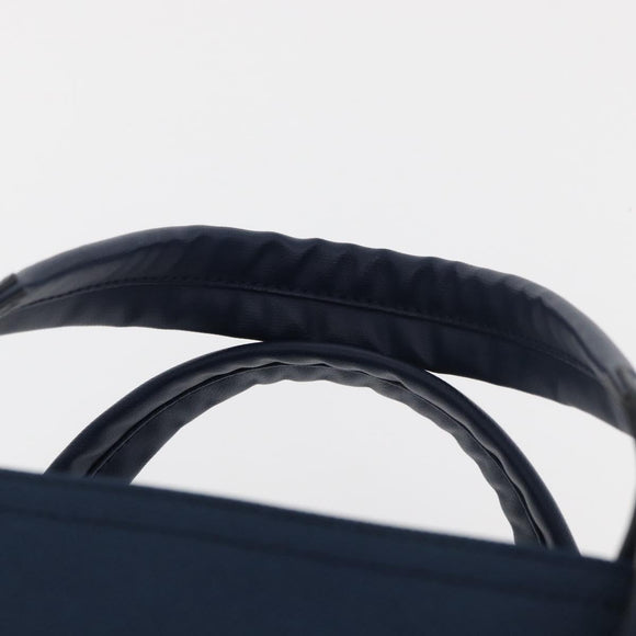 CHANEL Paris Biarritz MM Tote Bag Coated Canvas Navy Silver CC Auth 181519SAV