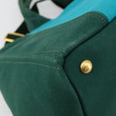 PRADA Kanapa MM Hand Bag Denim 2way Turquoise Blue Gold Auth 181523A-15