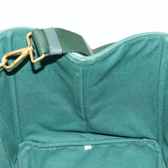 PRADA Kanapa MM Hand Bag Denim 2way Turquoise Blue Gold Auth 181523A