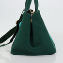 PRADA Kanapa MM Hand Bag Denim 2way Turquoise Blue Gold Auth 181523A-4