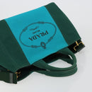 PRADA Kanapa MM Hand Bag Denim 2way Turquoise Blue Gold Auth 181523A-6