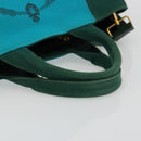 PRADA Kanapa MM Hand Bag Denim 2way Turquoise Blue Gold Auth 181523A-7