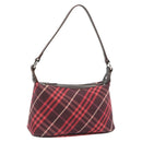 BURBERRY Nova Check Blue Label Shoulder Bag Canvas Red Silver Auth 181525A-1
